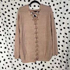 Oversized Sweater Muave Braided Back Medium